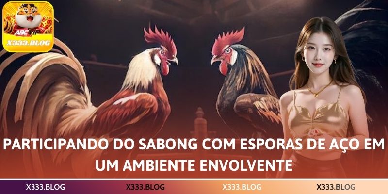Participando do sabong com esporas de aço em um ambiente envolvente